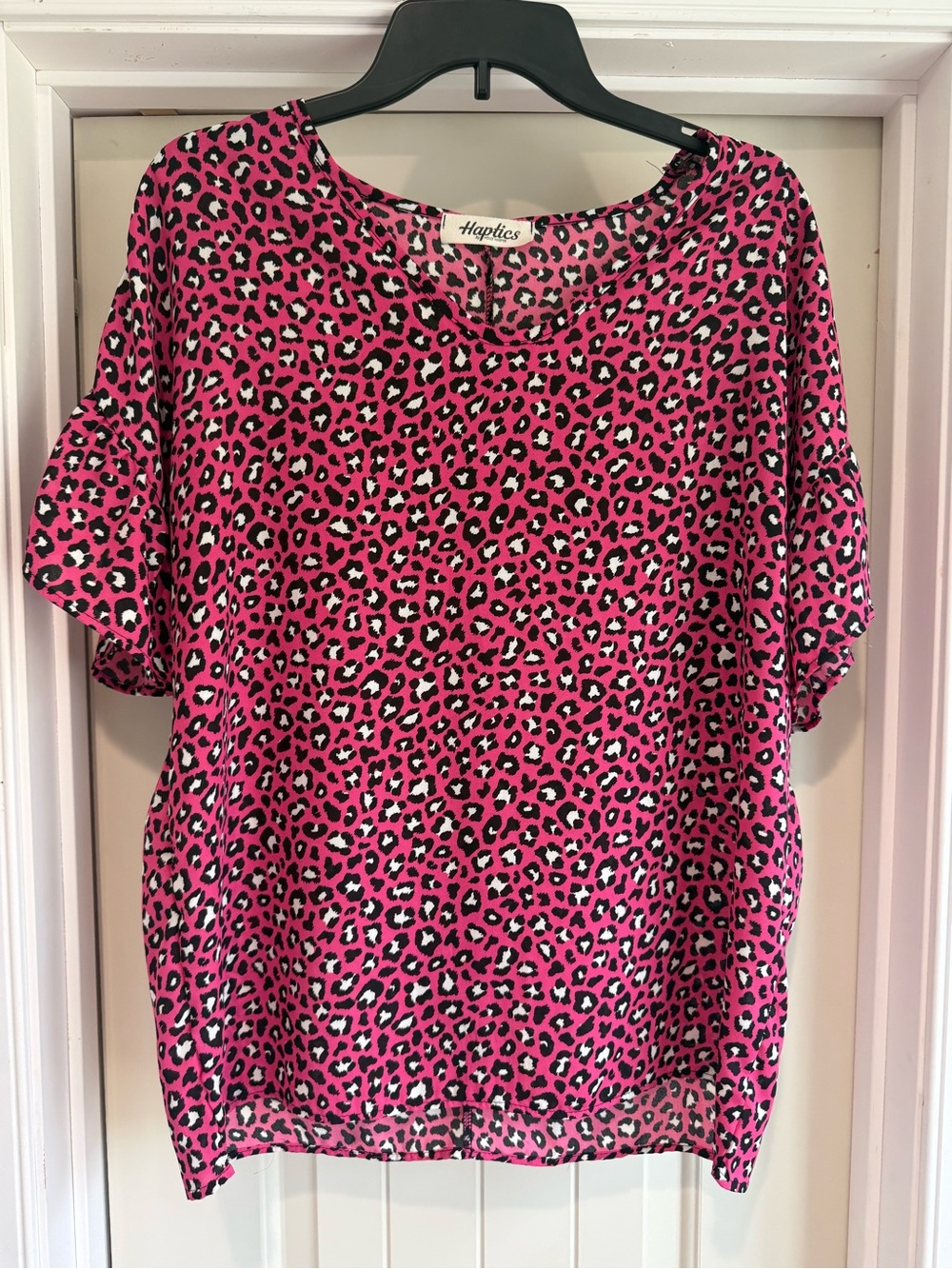 Haptics Pink Leopard Print Blouse
